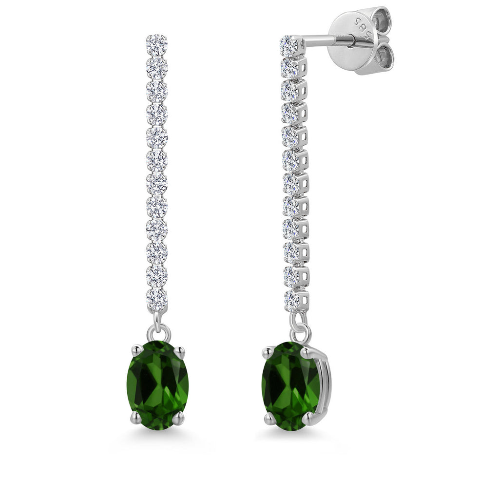 Chrome Diopside_Earrings in 14K White Gold