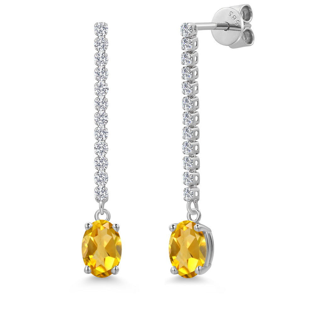 Citrine - November_Earrings in 14K White Gold