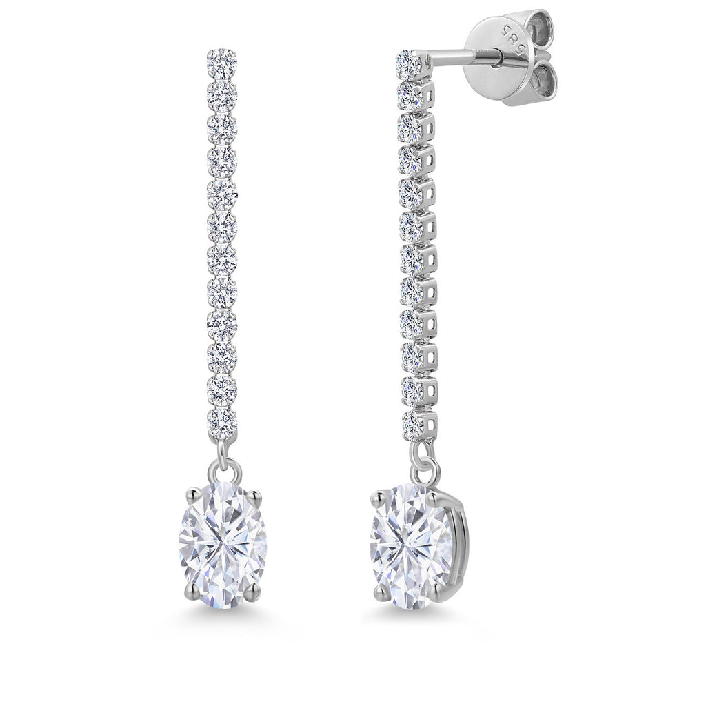 White Moissanite - April_Earrings in 14K White Gold
