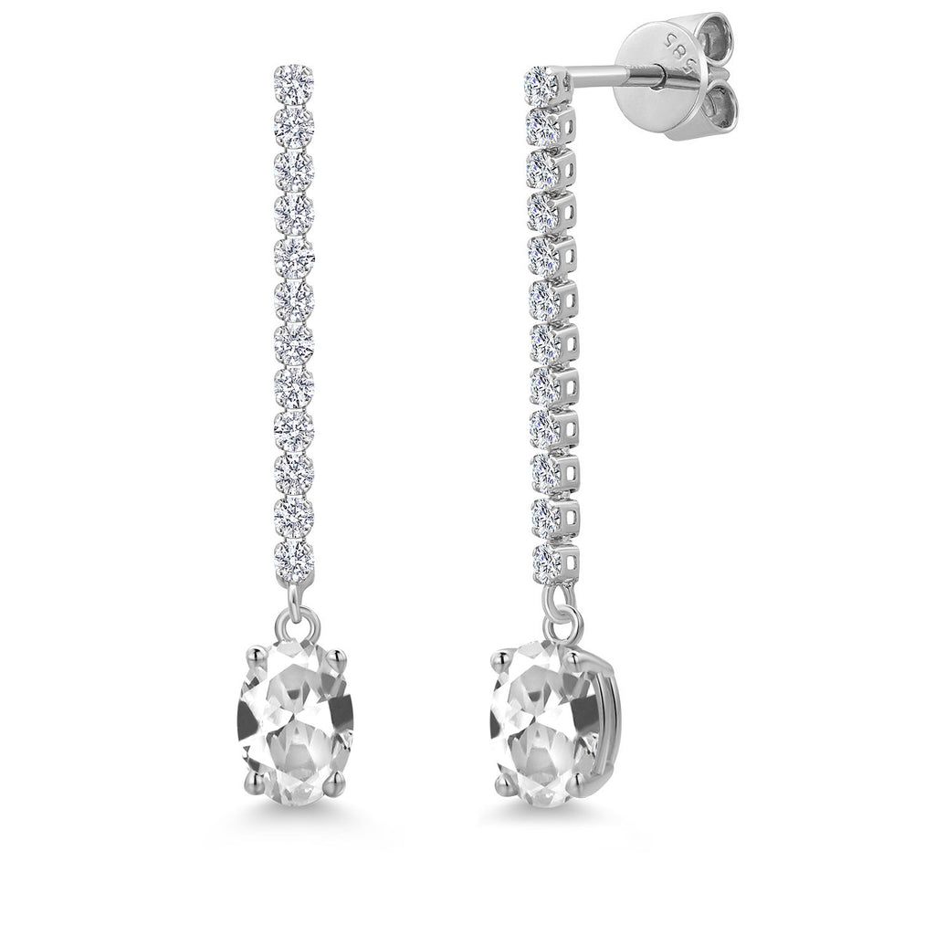 White Created Sapphire - September_Earrings in 14K White Gold