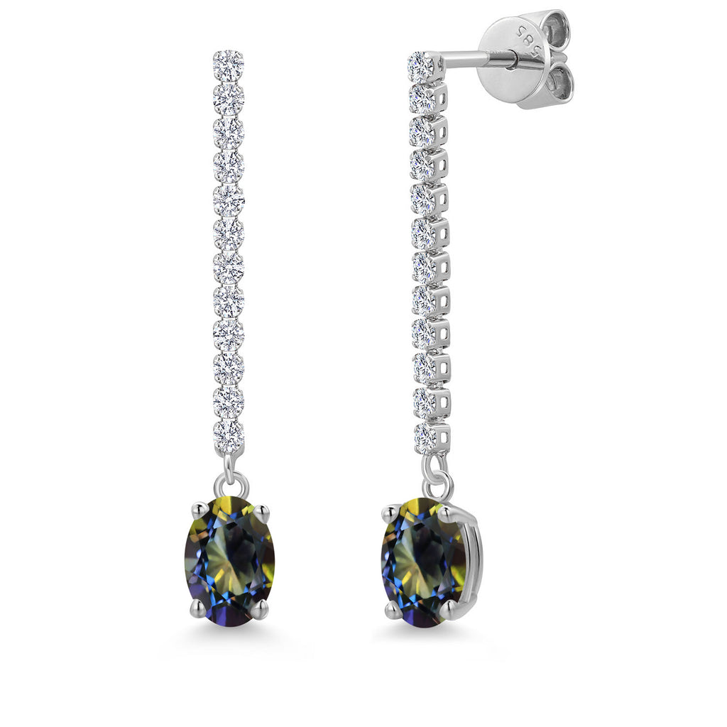 Blue Mystic Topaz_Earrings in 14K White Gold
