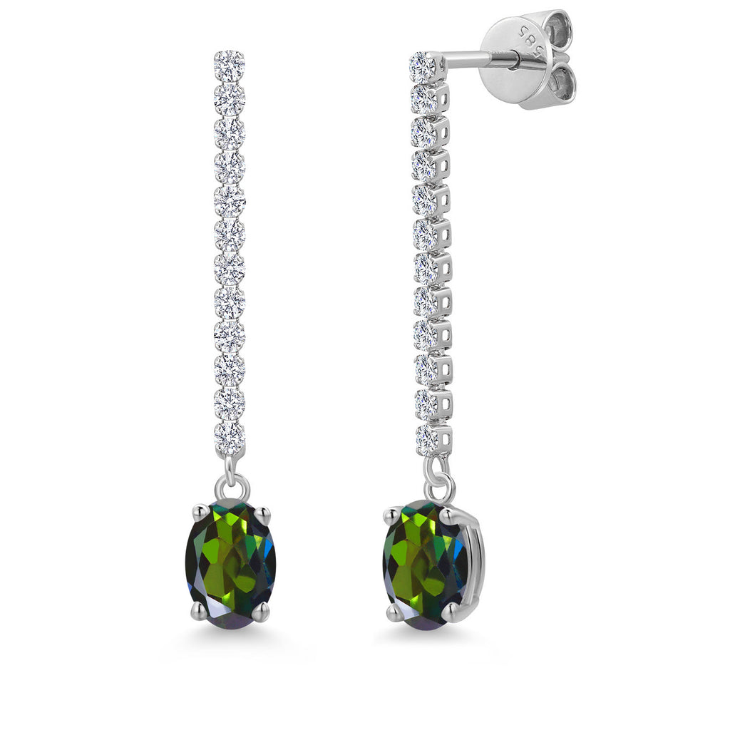 Tourmaline Green Mystic Topaz_Earrings in 14K White Gold