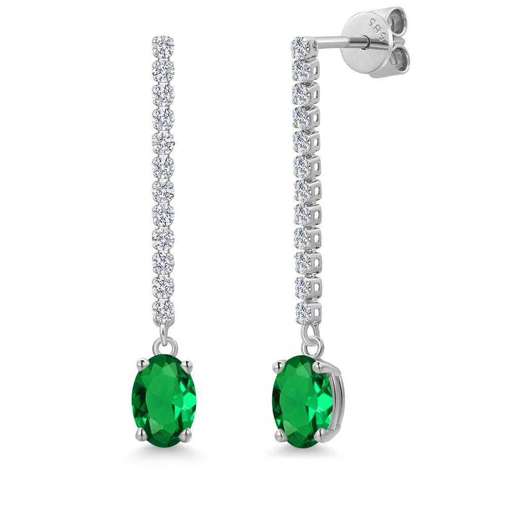 Nano Emerald - May_Earrings in 14K White Gold