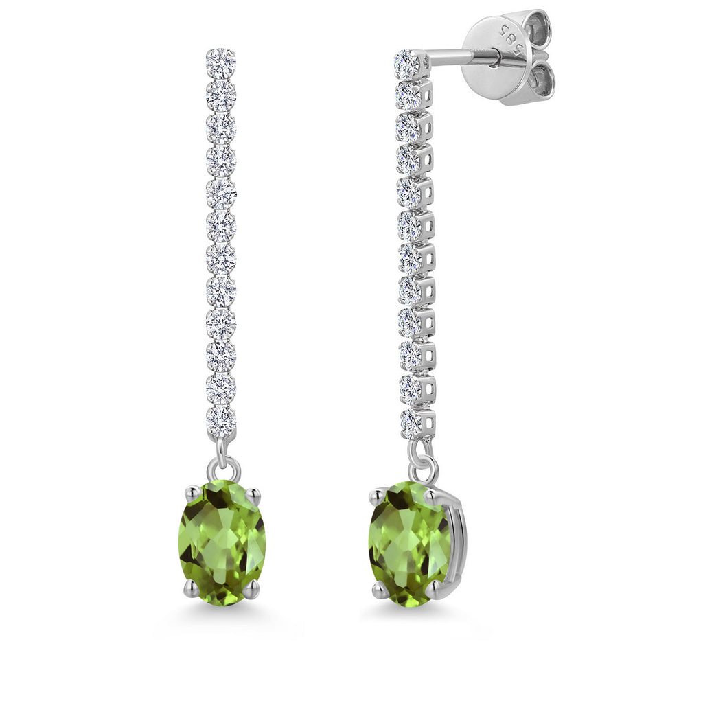 Peridot - August_Earrings in 14K White Gold