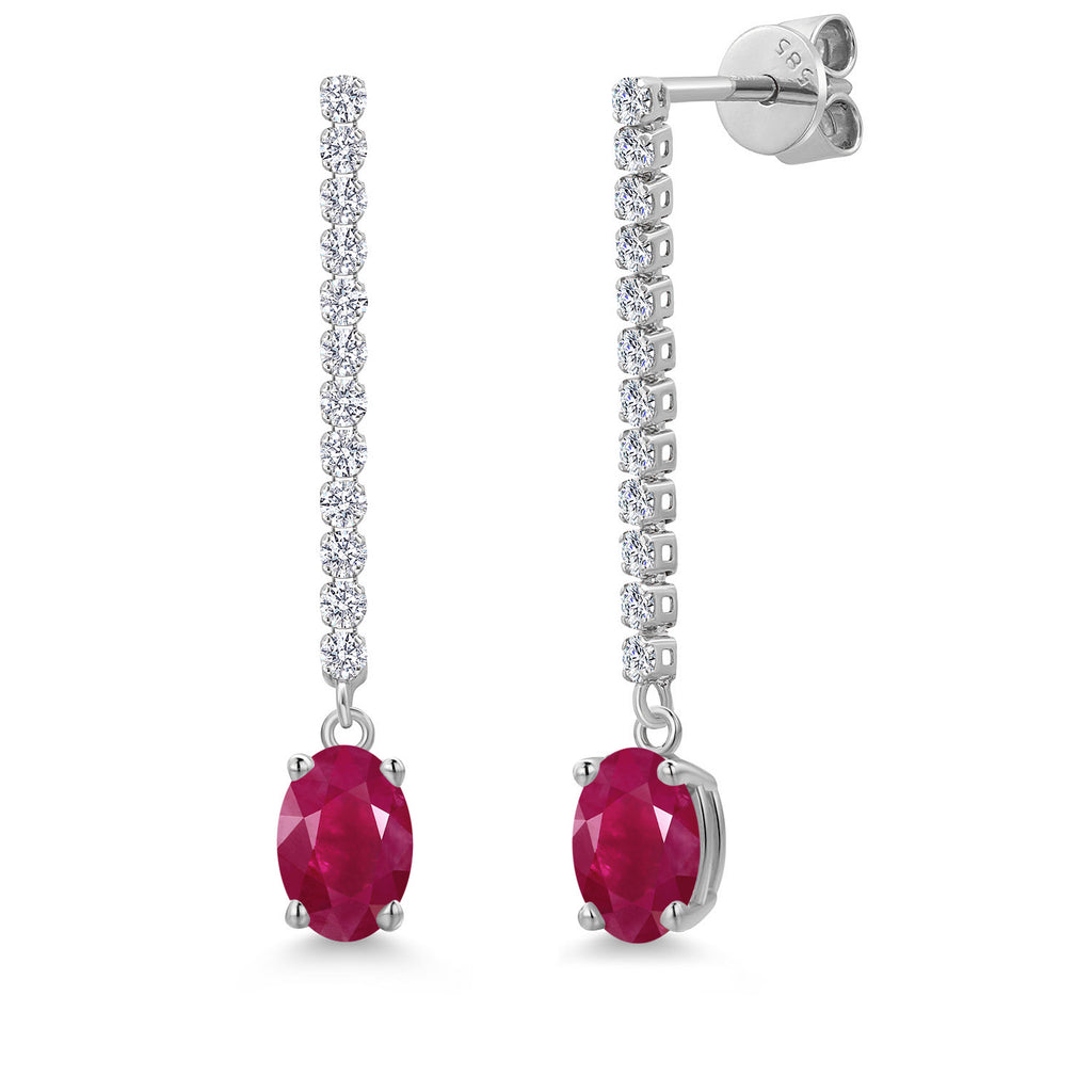 Ruby - July_Earrings in 14K White Gold