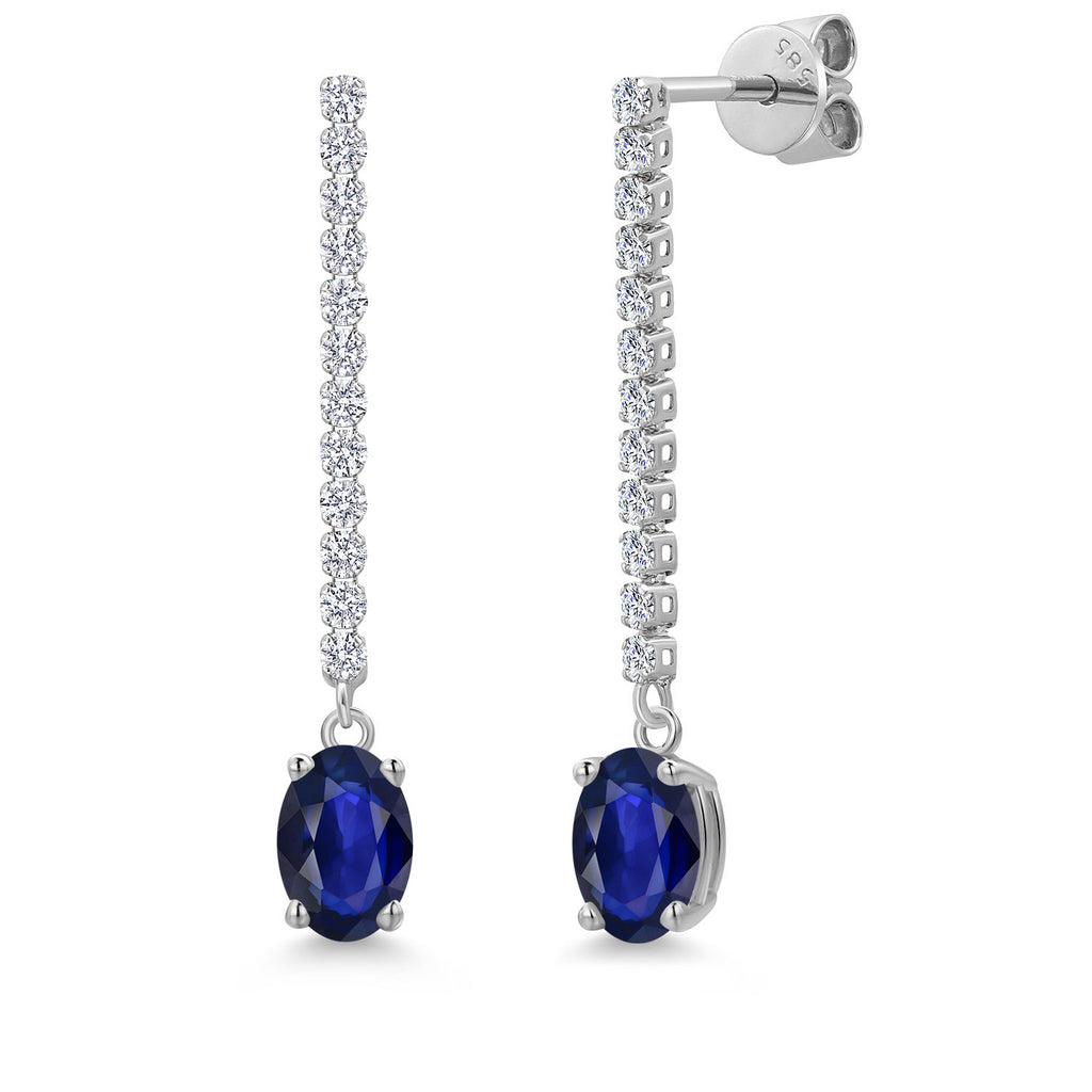 Blue Sapphire - September_Earrings in 14K White Gold