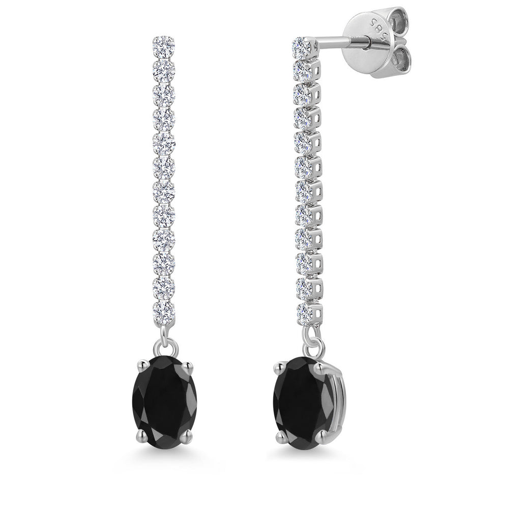 Black Sapphire - September_Earrings in 14K White Gold