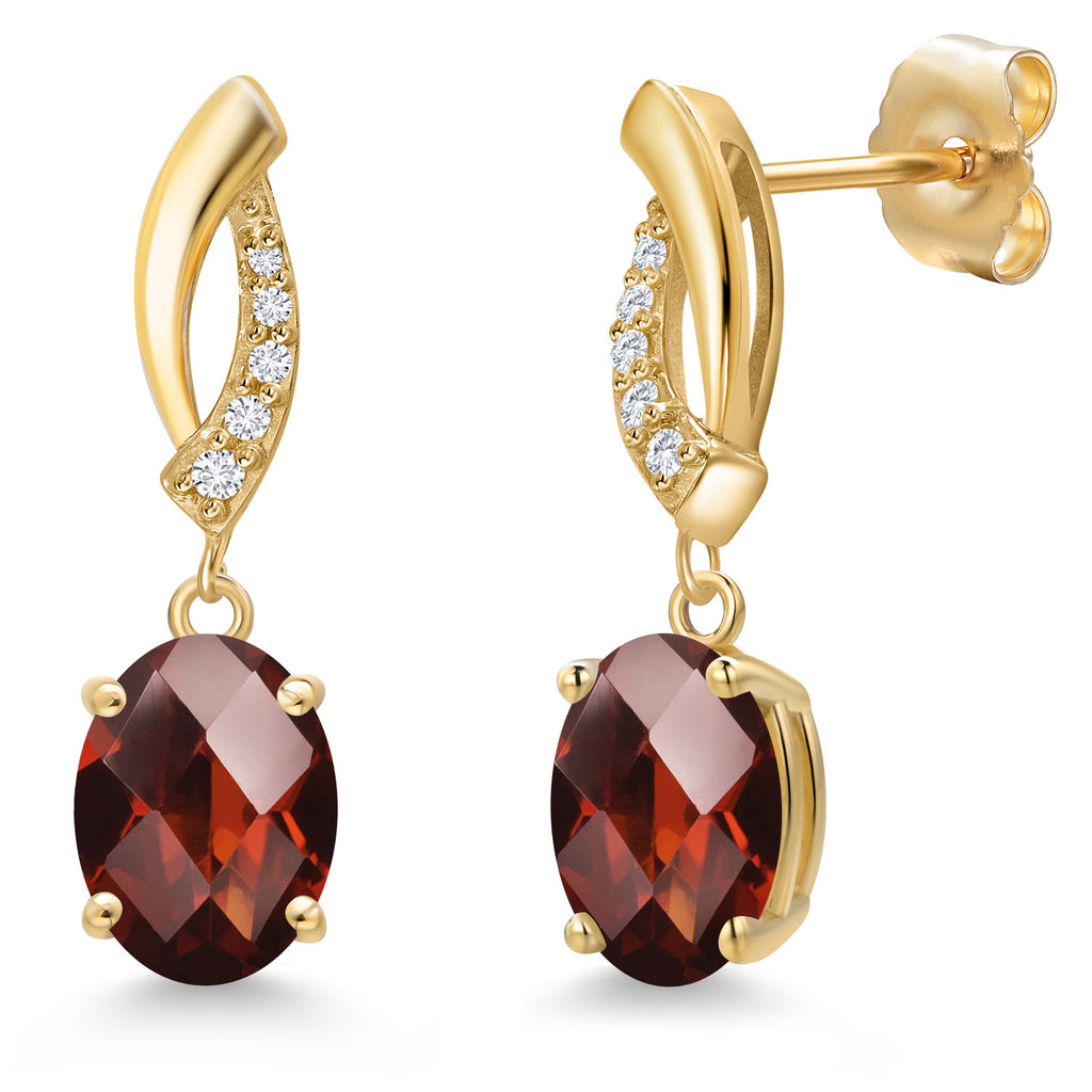 Red and E - F_Earrings in 14K Yellow Gold