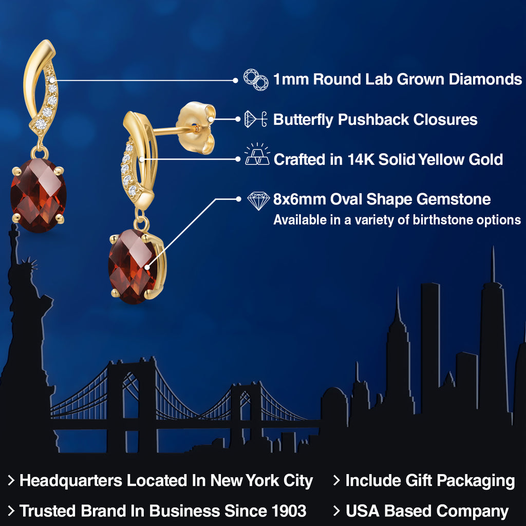 Red and E - F_Earrings in 14K Yellow Gold