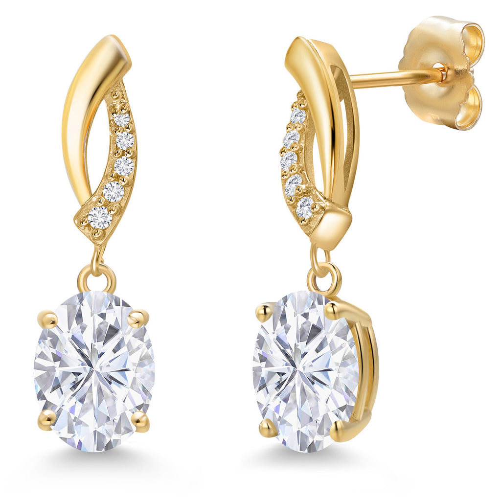 White Moissanite - April_Earrings in 14K Yellow Gold