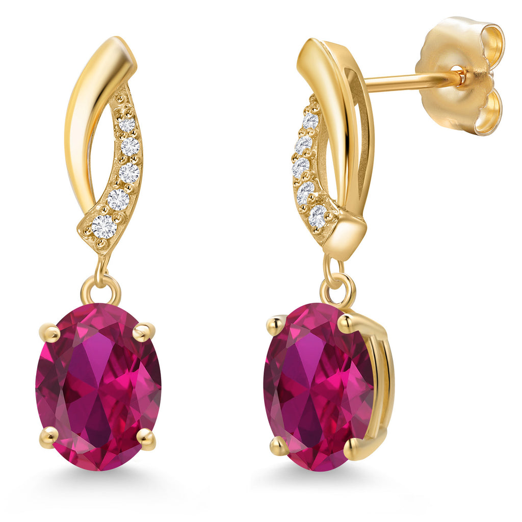 Created Ruby - July_Earrings in 14K Yellow Gold