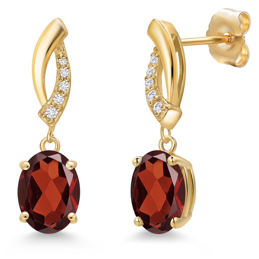 Garnet - January_Earrings in 14K Yellow Gold