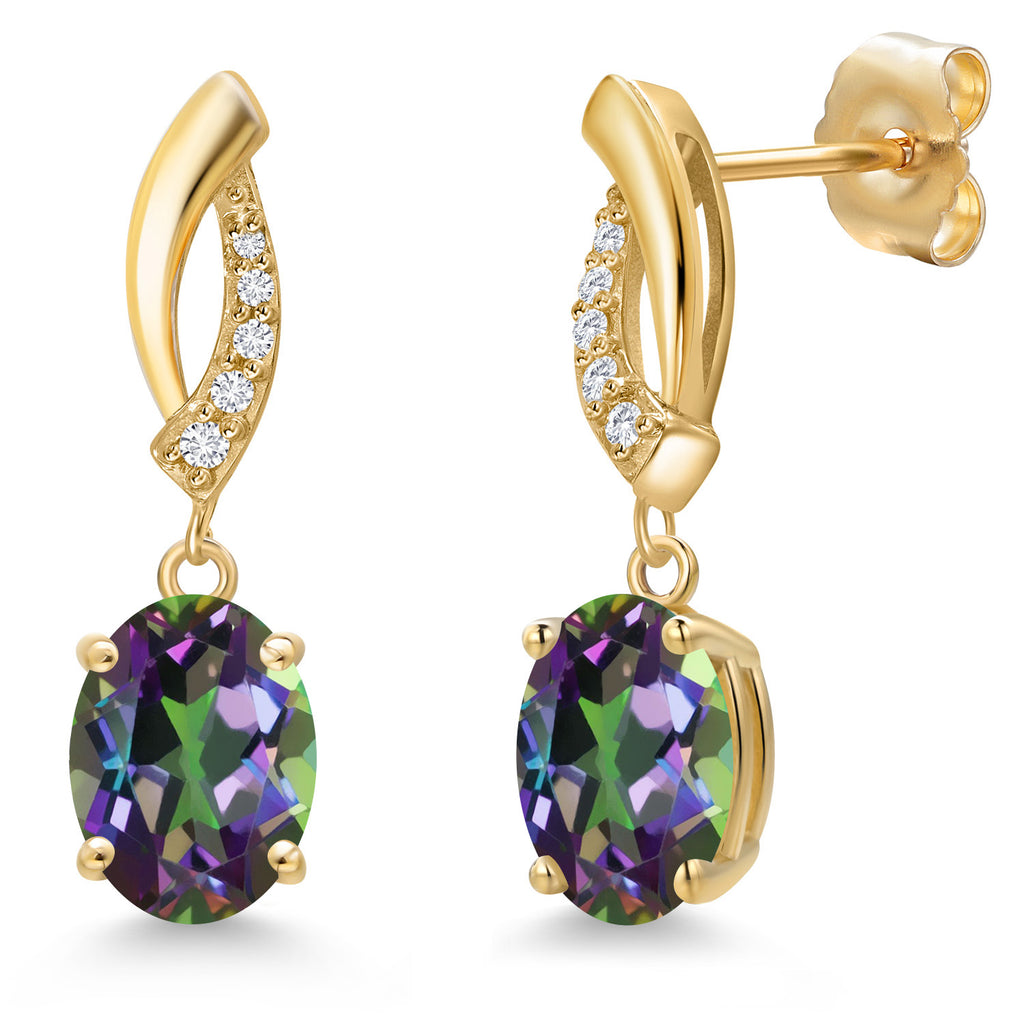 Green Mystic Topaz_Earrings in 14K Yellow Gold