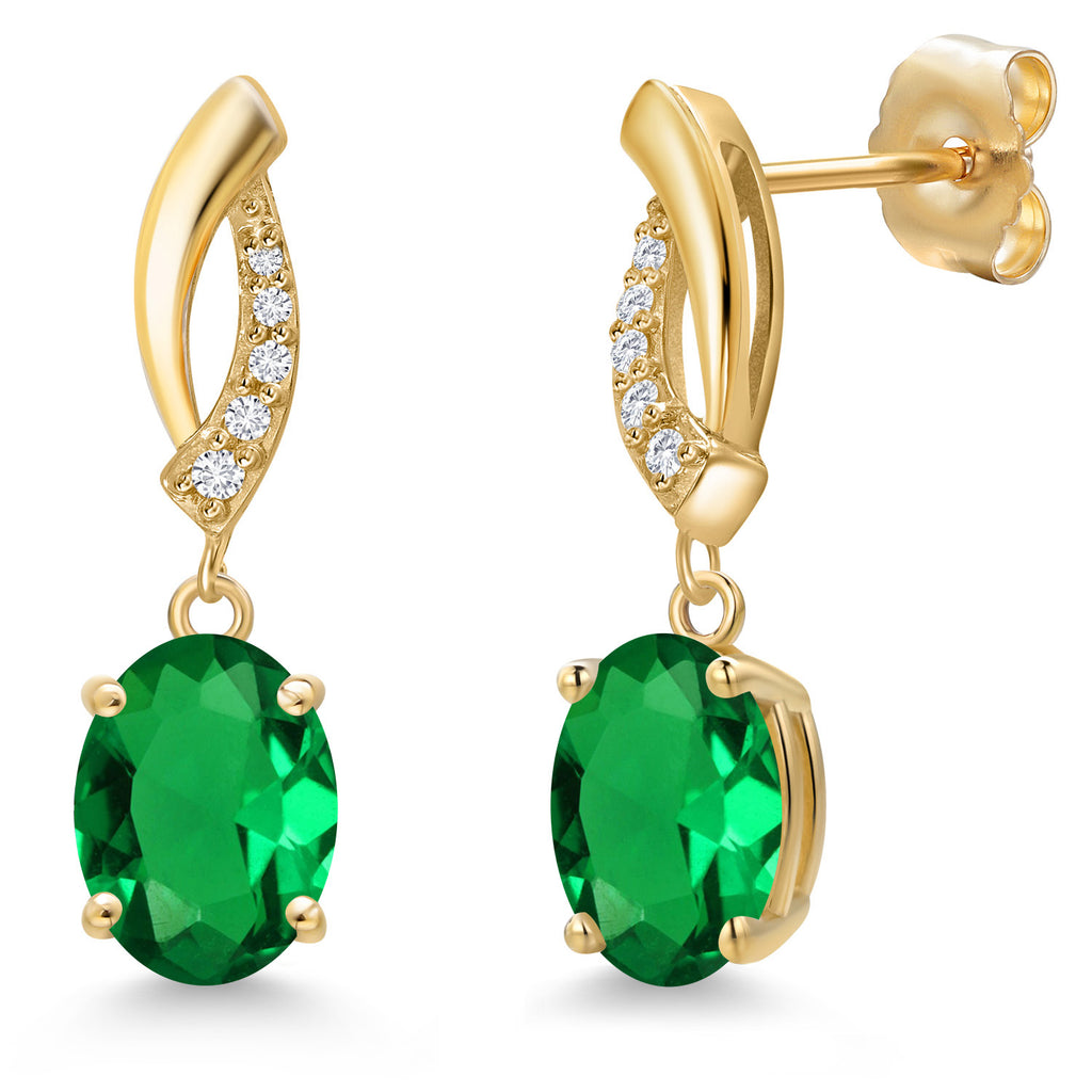 Nano Emerald - May_Earrings in 14K Yellow Gold