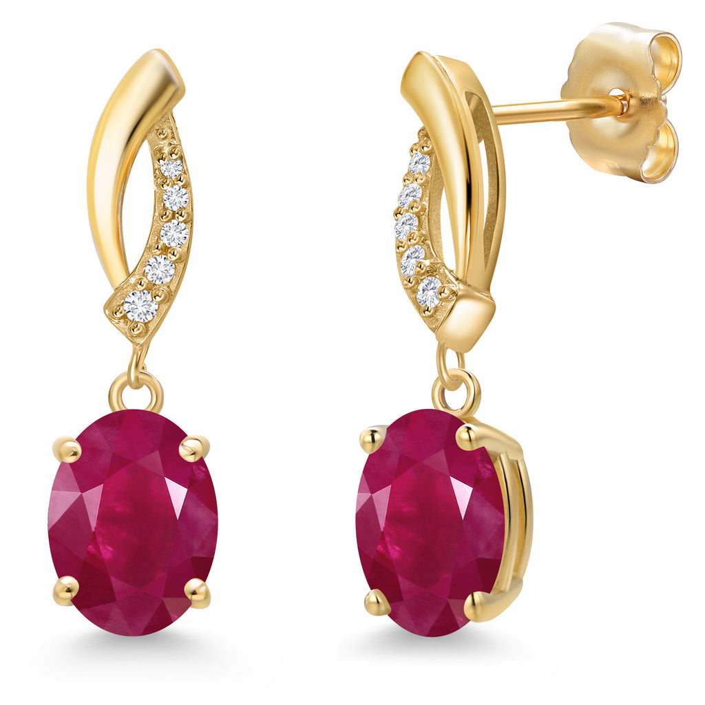 Ruby - July_Earrings in 14K Yellow Gold