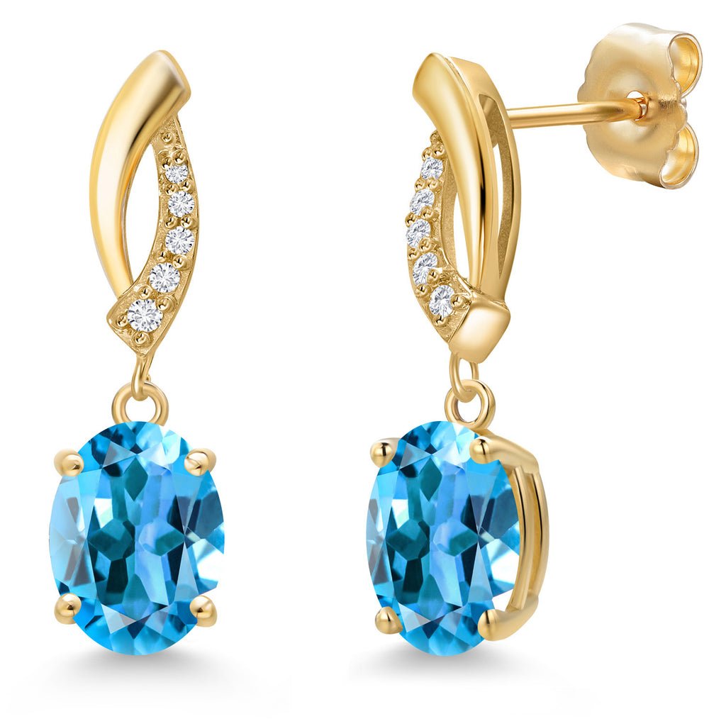 Swiss Blue Topaz - November_Earrings in 14K Yellow Gold