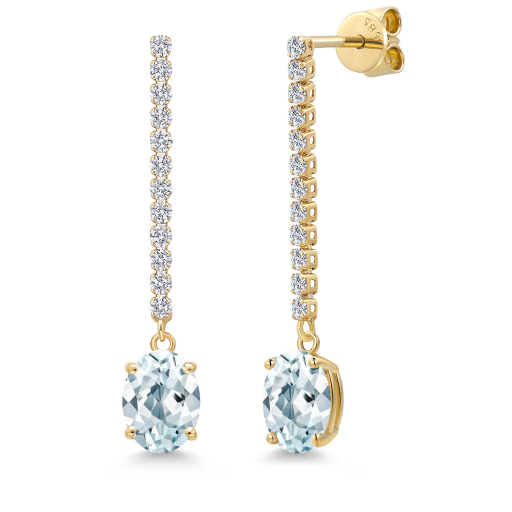 Aquamarine - March_Earrings in 14K Yellow Gold
