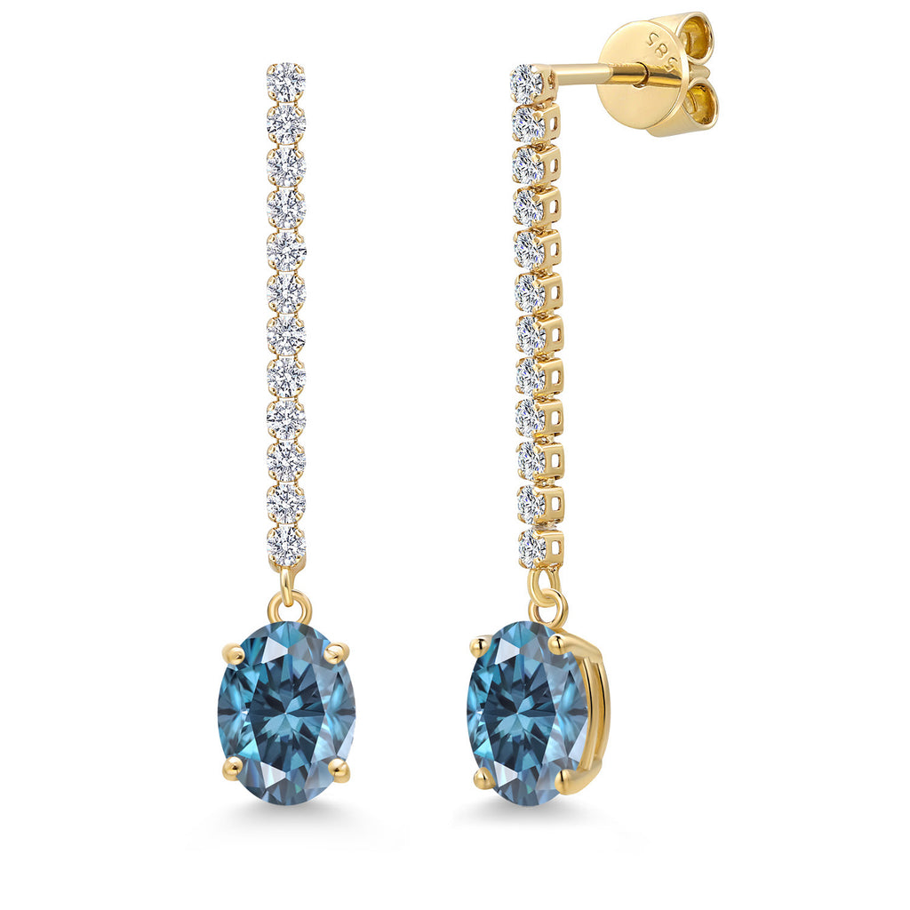 Persian Blue Moissanite - April_Earrings in 14K Yellow Gold