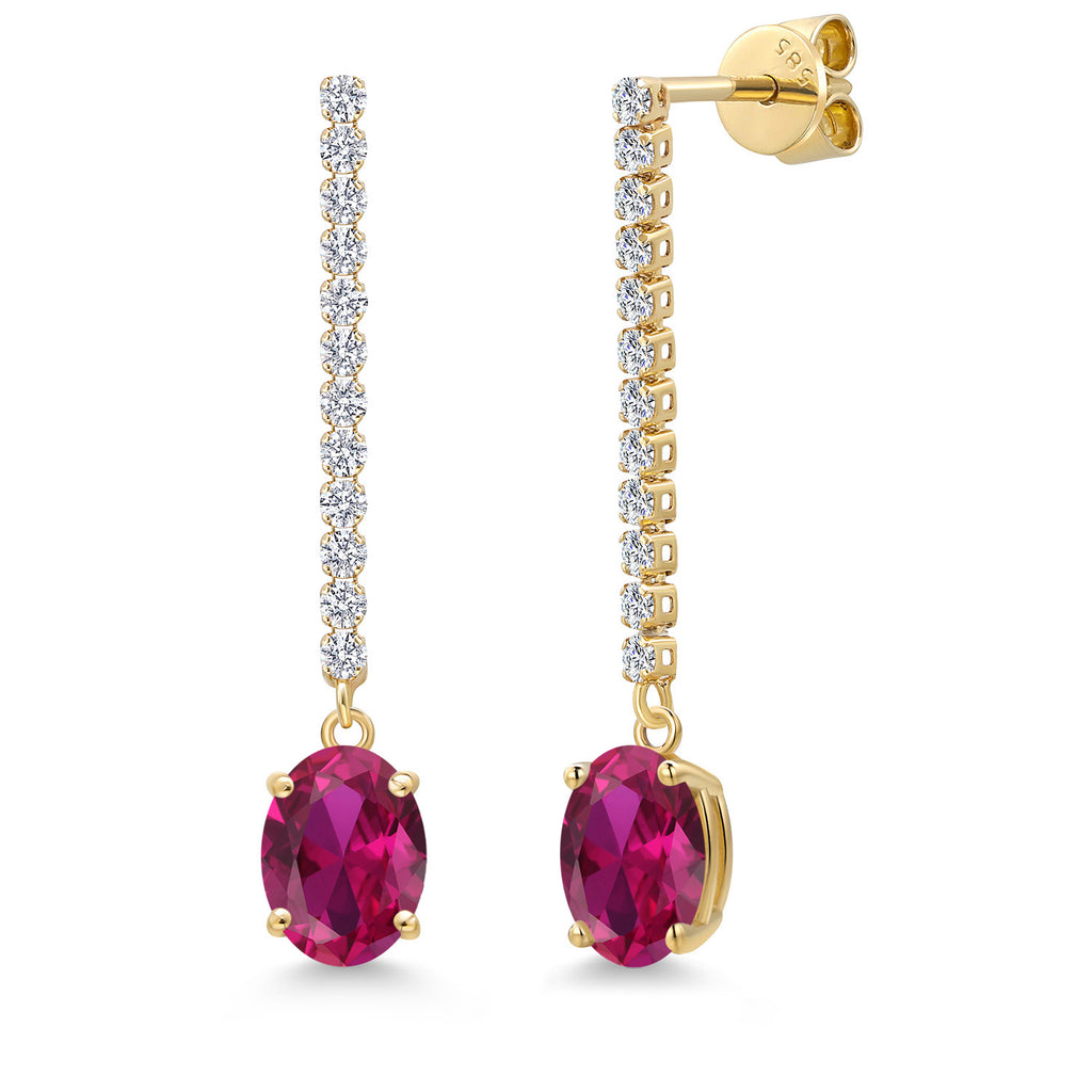 Created Ruby - July_Earrings in 14K Yellow Gold
