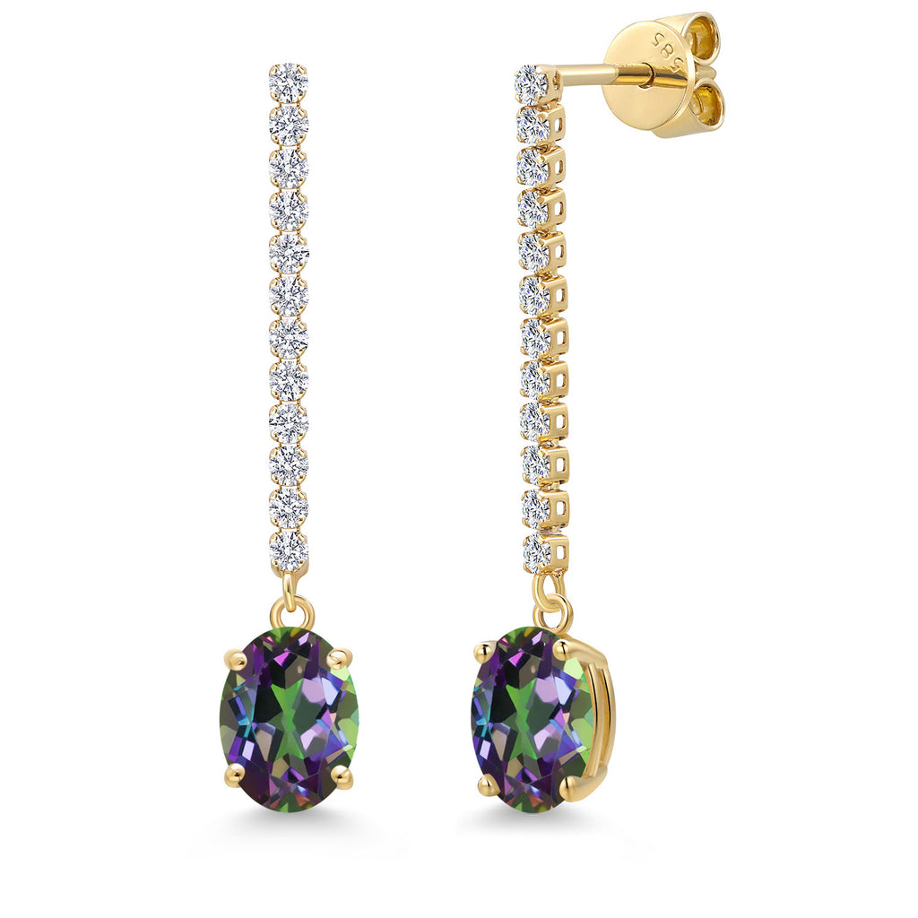 Green Mystic Topaz_Earrings in 14K Yellow Gold