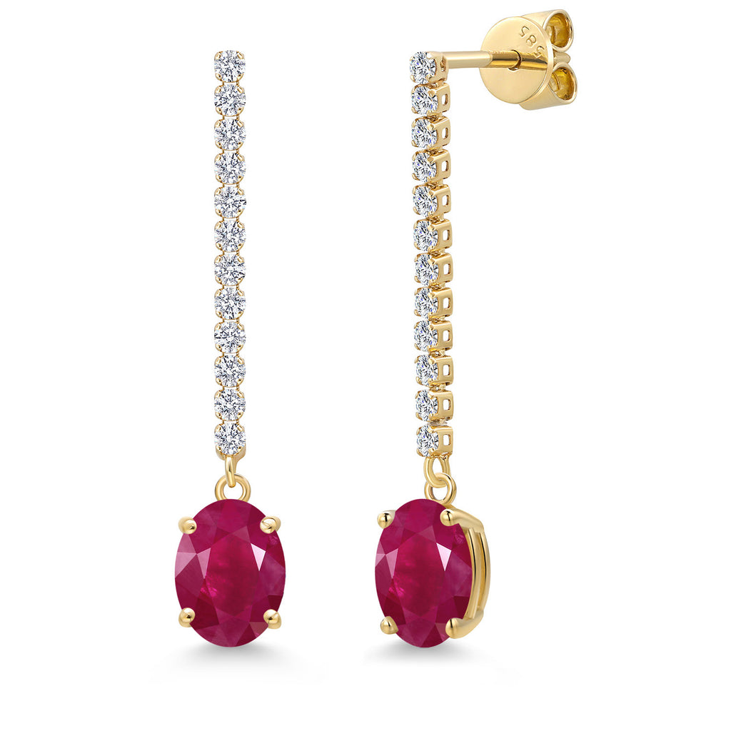 Ruby - July_Earrings in 14K Yellow Gold