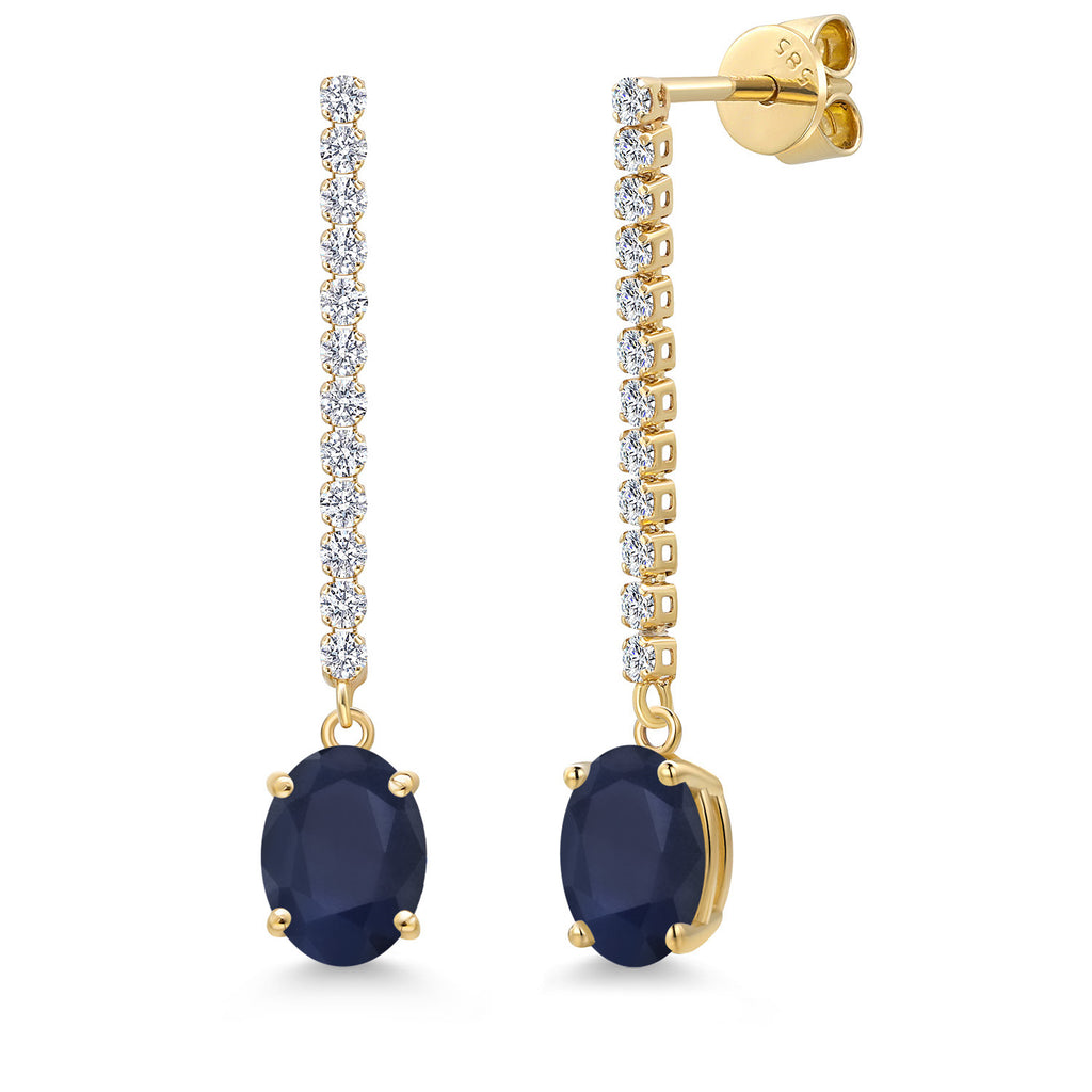 Blue Sapphire - September_Earrings in 14K Yellow Gold