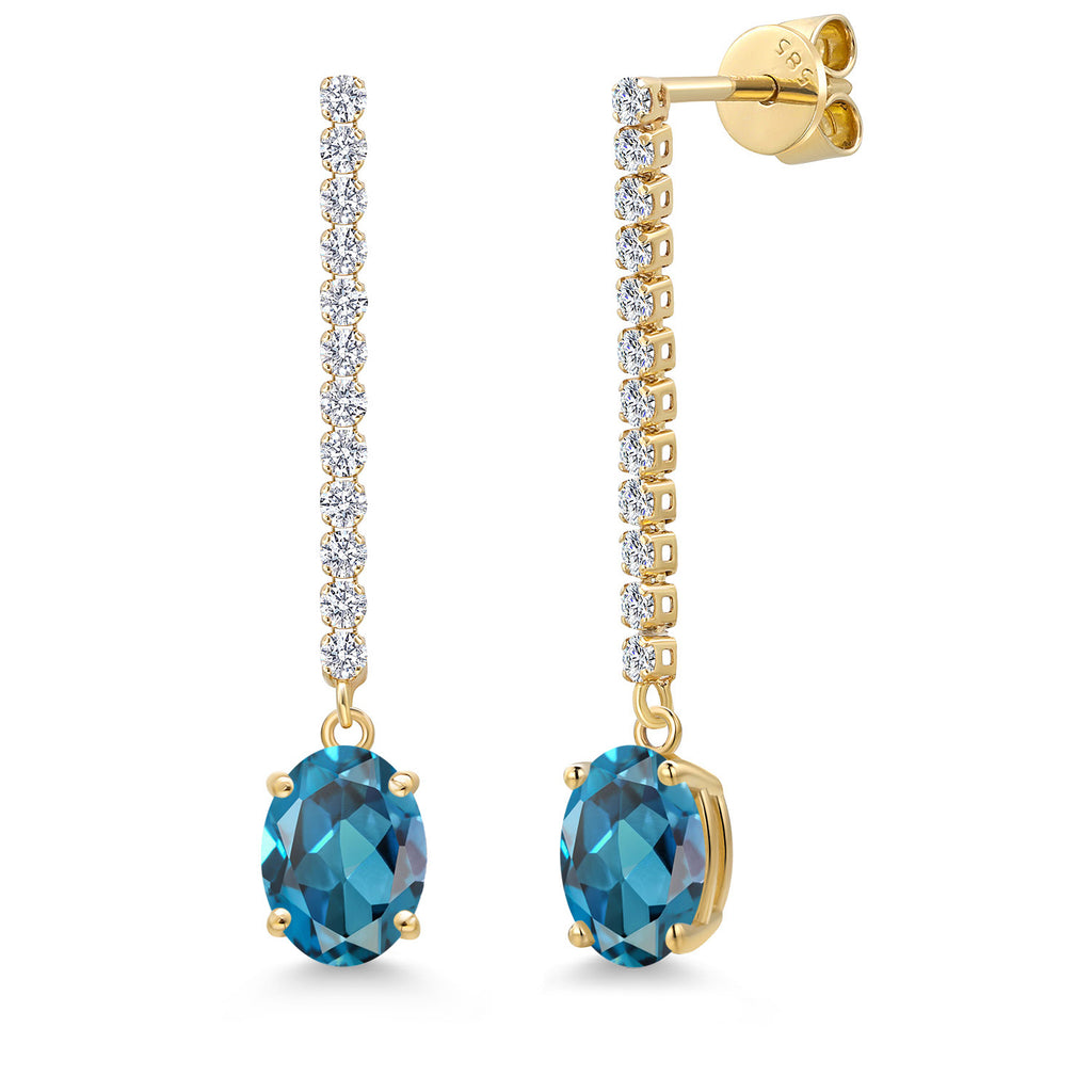 London Blue Topaz - November_Earrings in 14K Yellow Gold