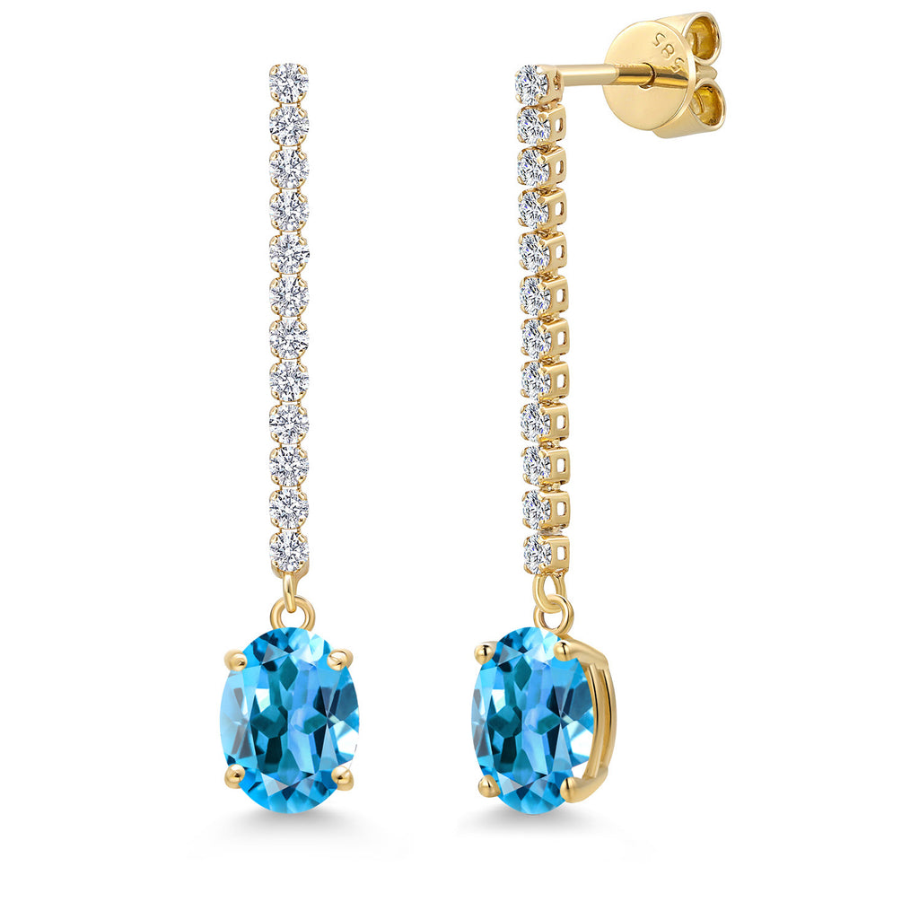 Swiss Blue Topaz - November_Earrings in 14K Yellow Gold