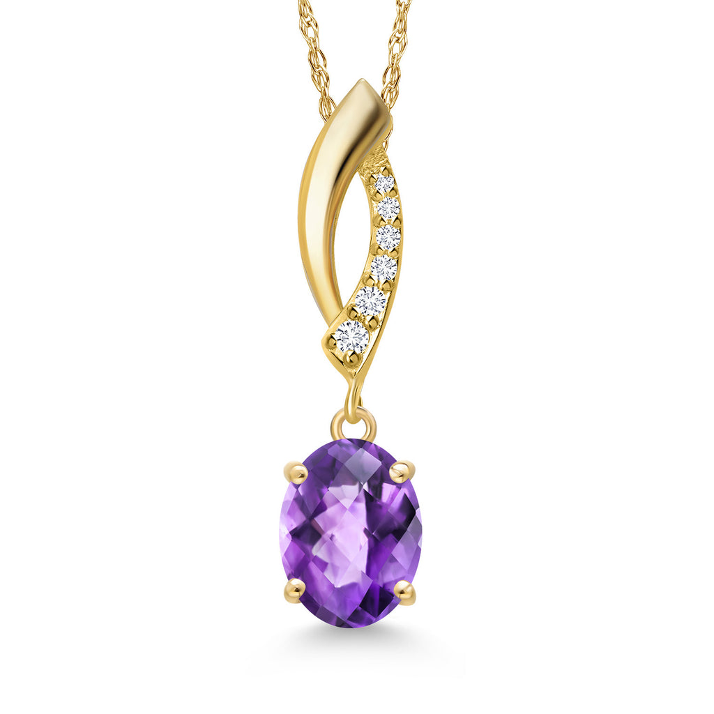 Amethyst-Checkerboard - February_Pendant in 14K Yellow Gold