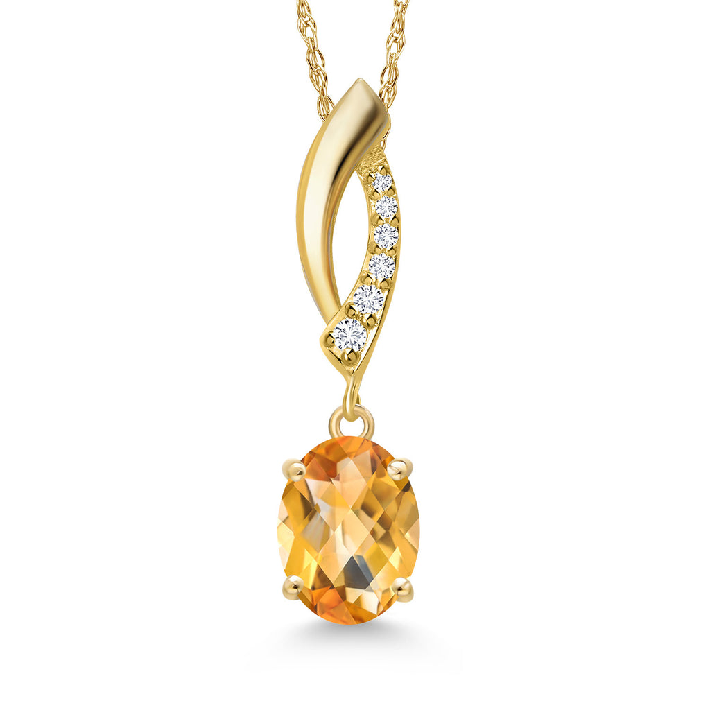 Citrine-Checkerboard - November_Pendant in 14K Yellow Gold