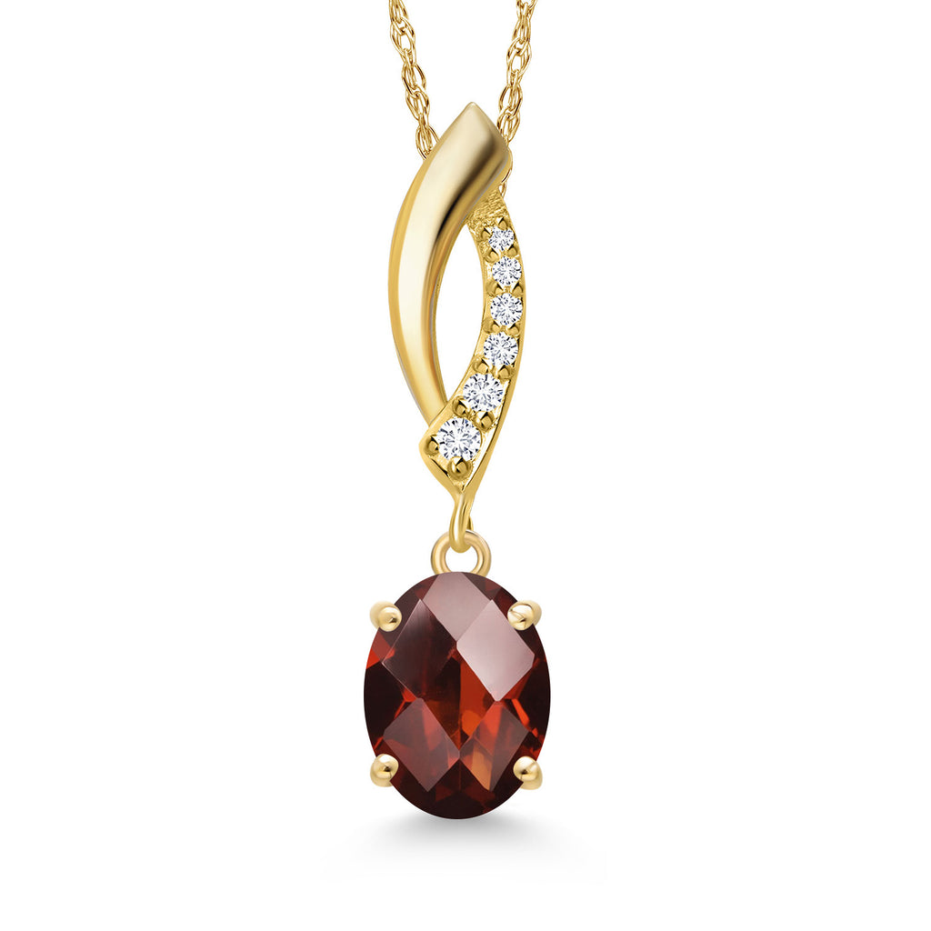 Garnet-Checkerboard - January_Pendant in 14K Yellow Gold