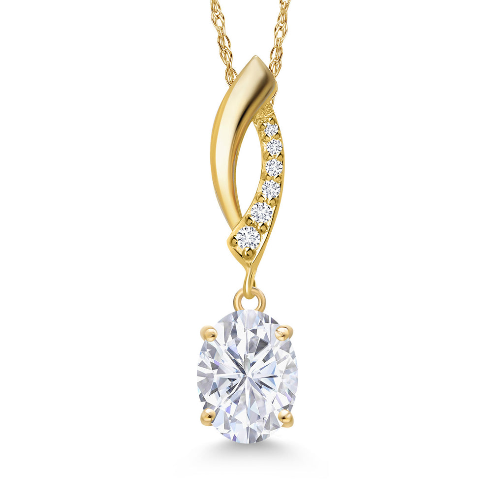 White Moissanite - April_Pendant in 14K Yellow Gold