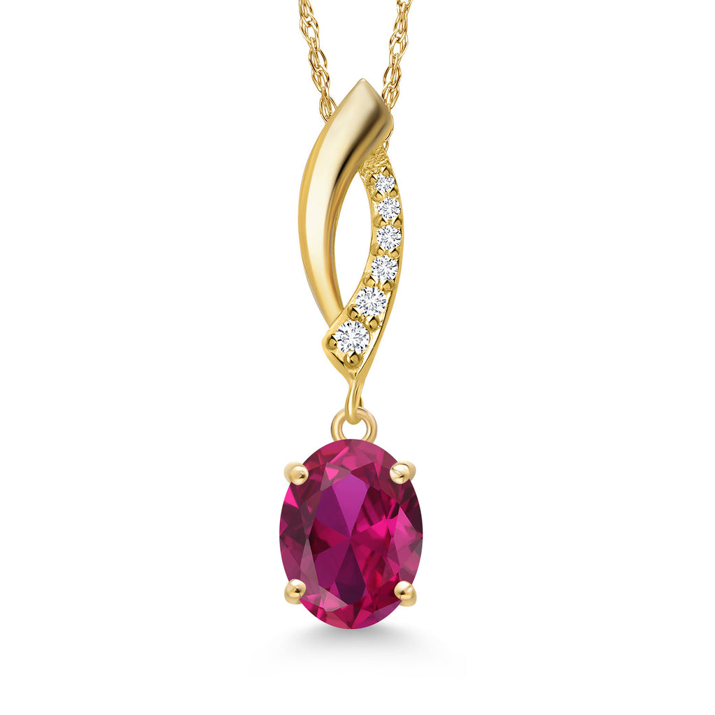 Created Ruby - July_Pendant in 14K Yellow Gold
