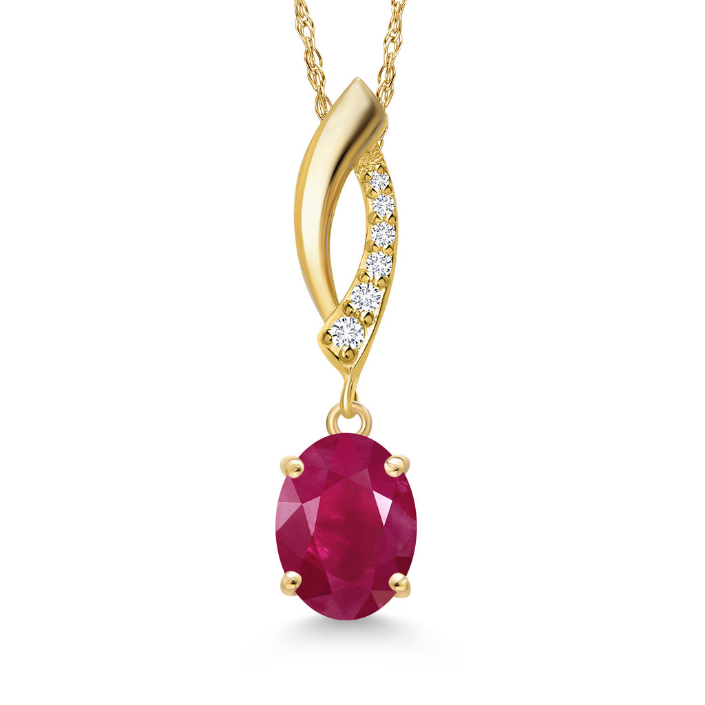 Ruby - July_Pendant in 14K Yellow Gold