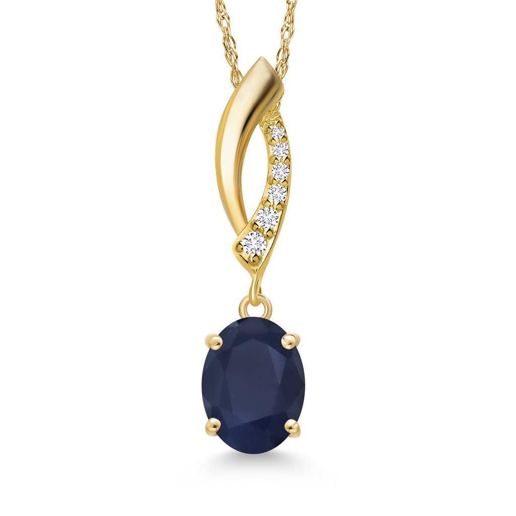 Blue Sapphire - September_Pendant in 14K Yellow Gold