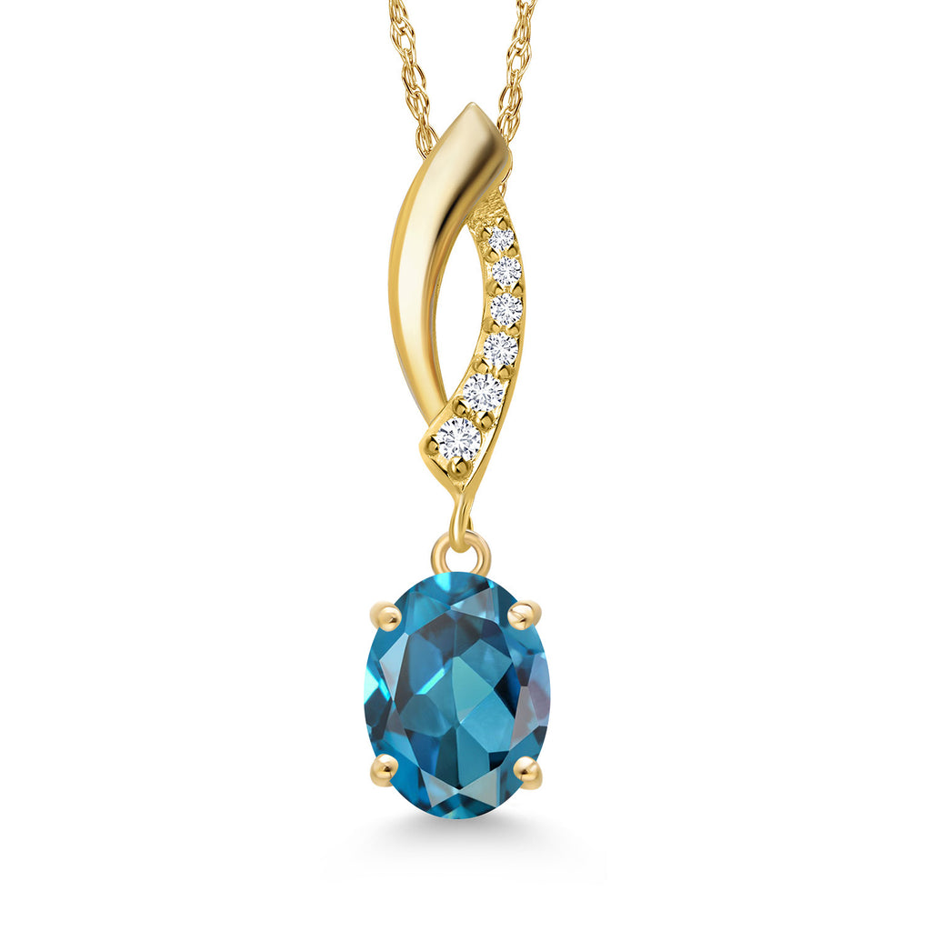 London Blue Topaz - November_Pendant in 14K Yellow Gold