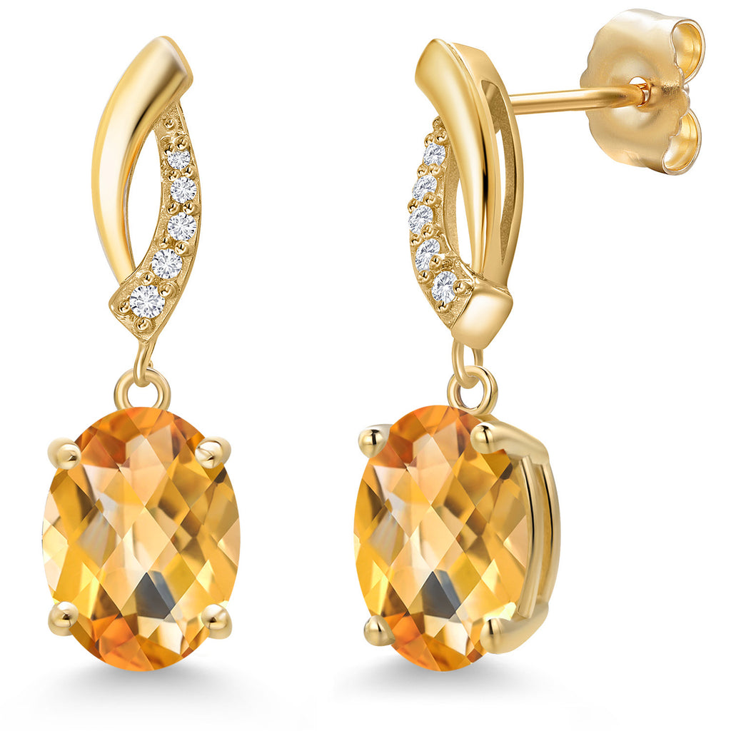 Citrine-Checkerboard - November_Earrings in 14K Yellow Gold