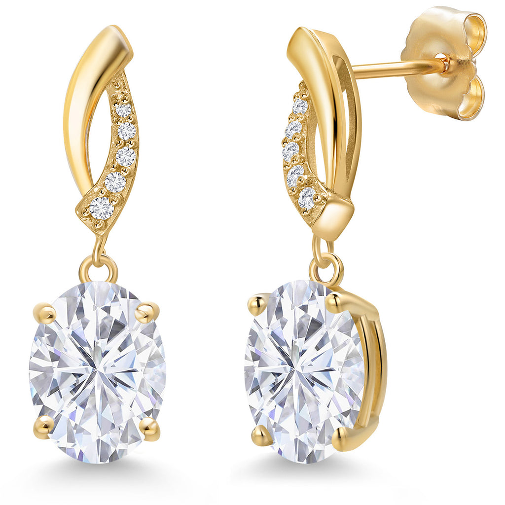 White Moissanite - April_Earrings in 14K Yellow Gold
