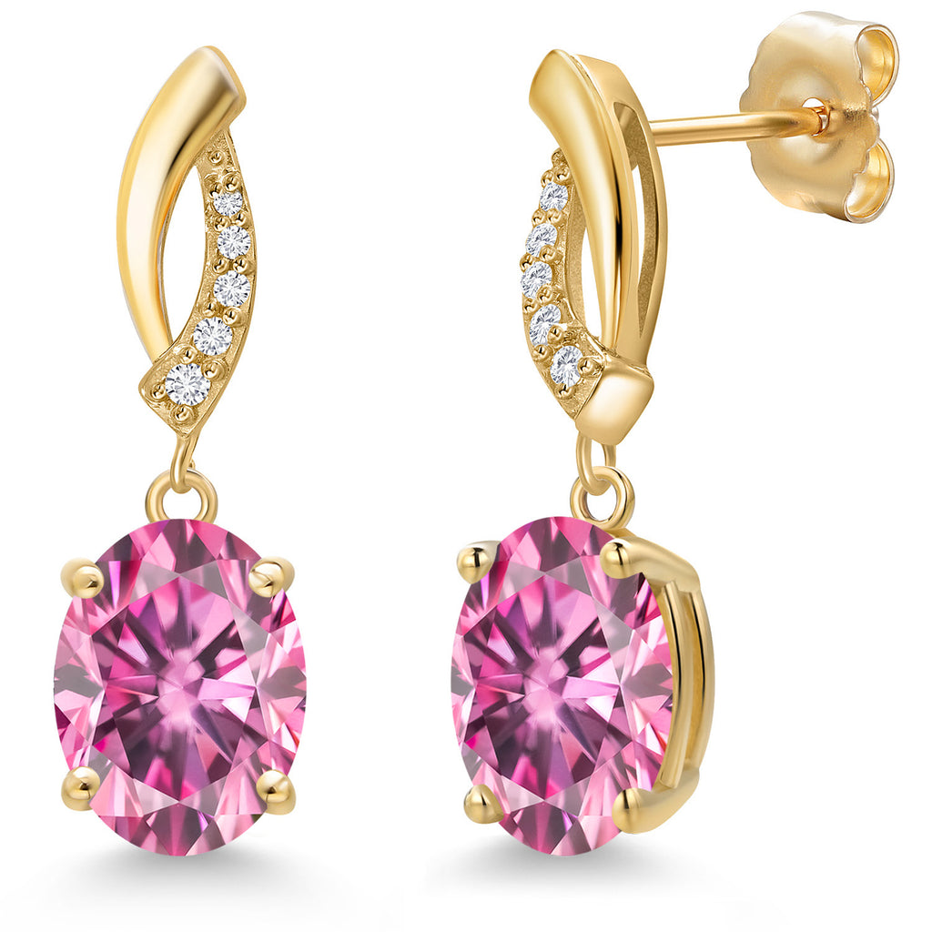 Pink Moissanite - April_Earrings in 14K Yellow Gold