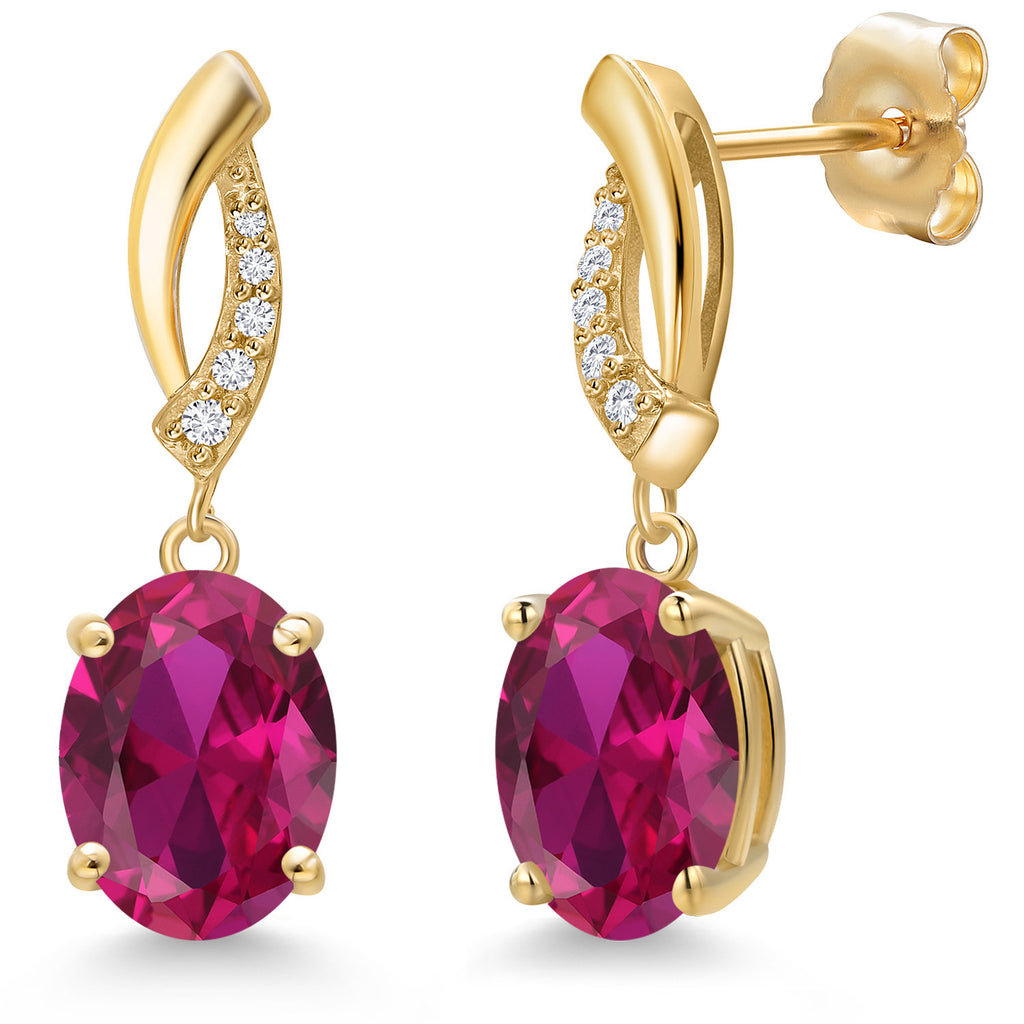 Created Ruby - July_Earrings in 14K Yellow Gold
