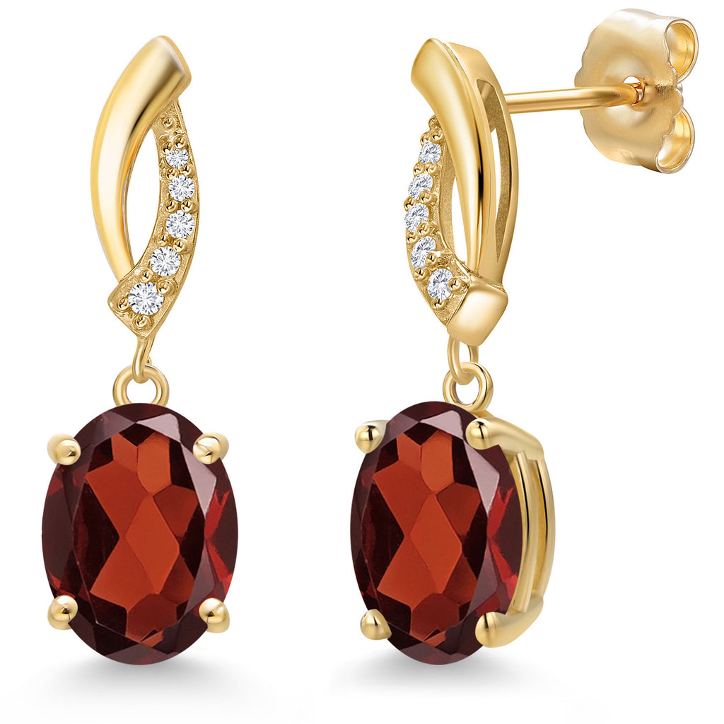 Garnet - January_Earrings in 14K Yellow Gold