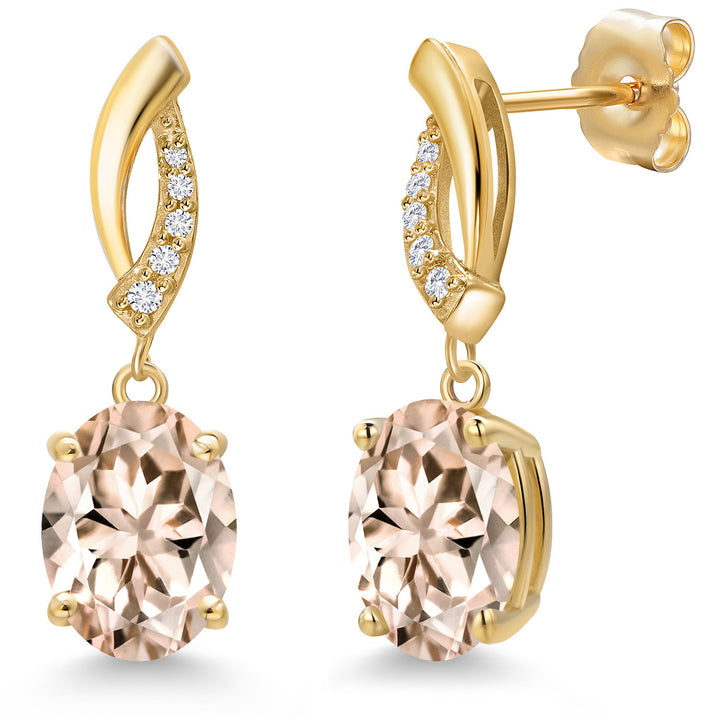 Peach and E - F_Earrings in 14K Yellow Gold