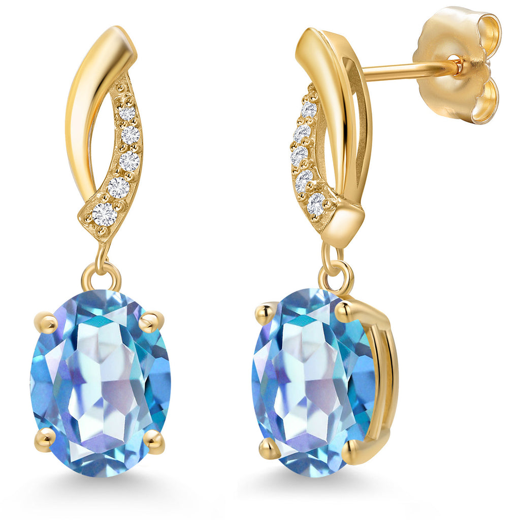 Millennium Blue Mystic Quartz_Earrings in 14K Yellow Gold