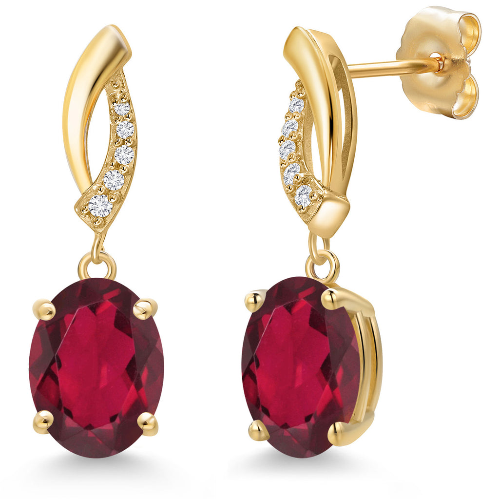 Ruby Red Mystic Quartz_Earrings in 14K Yellow Gold