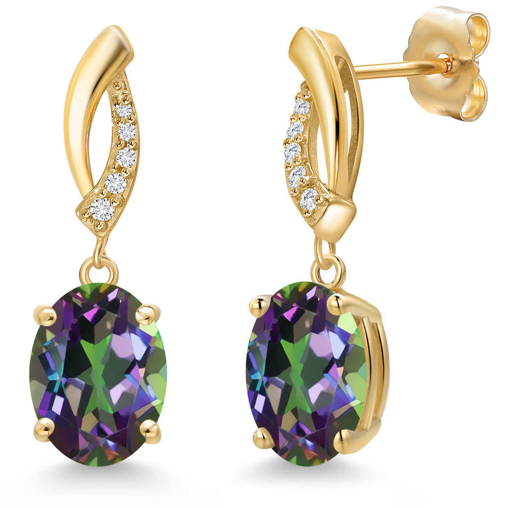 Green Mystic Topaz_Earrings in 14K Yellow Gold