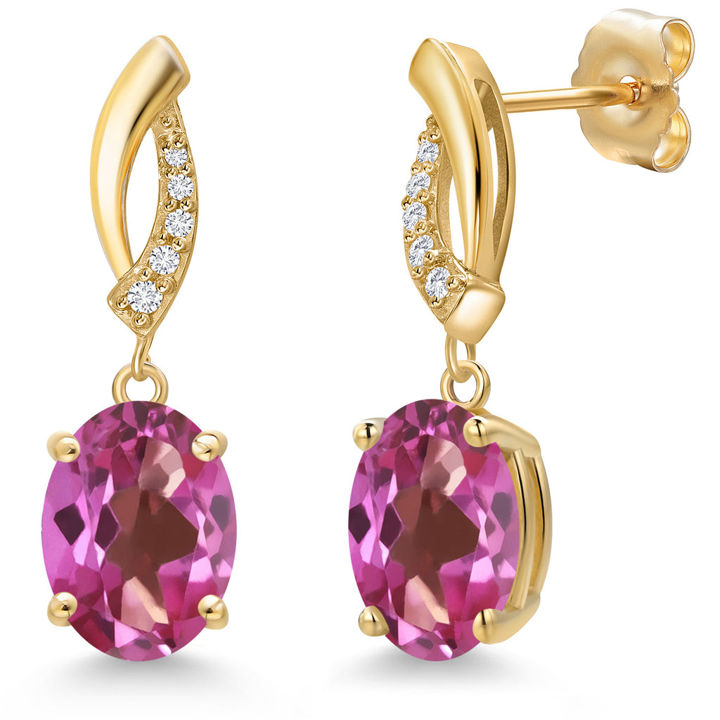 Pink Mystic Topaz_Earrings in 14K Yellow Gold