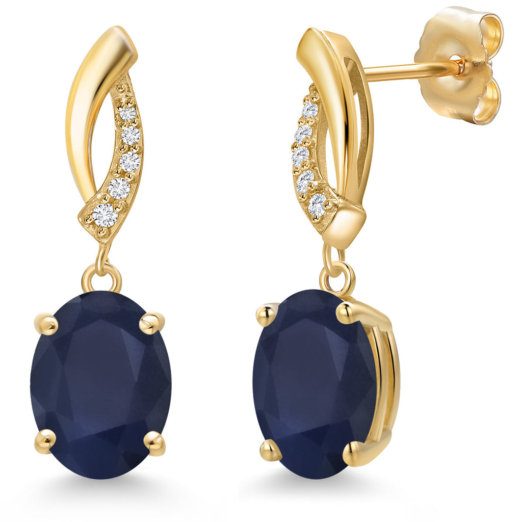 Blue Sapphire - September_Earrings in 14K Yellow Gold