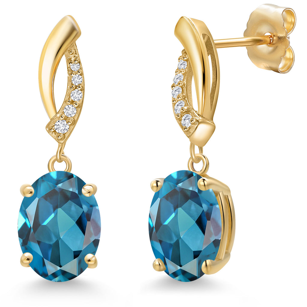London Blue Topaz - November_Earrings in 14K Yellow Gold