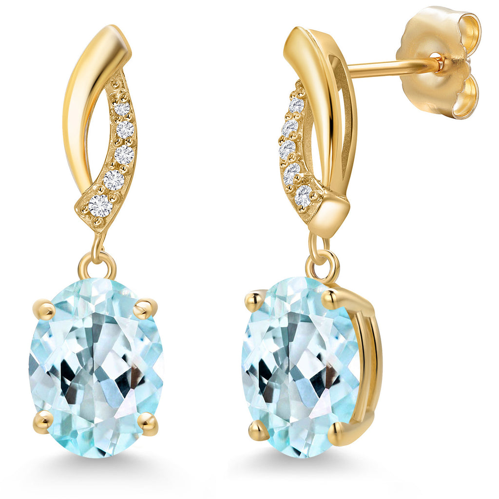 Sky Blue Topaz - November_Earrings in 14K Yellow Gold
