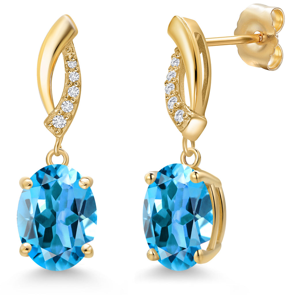 Swiss Blue Topaz - November_Earrings in 14K Yellow Gold